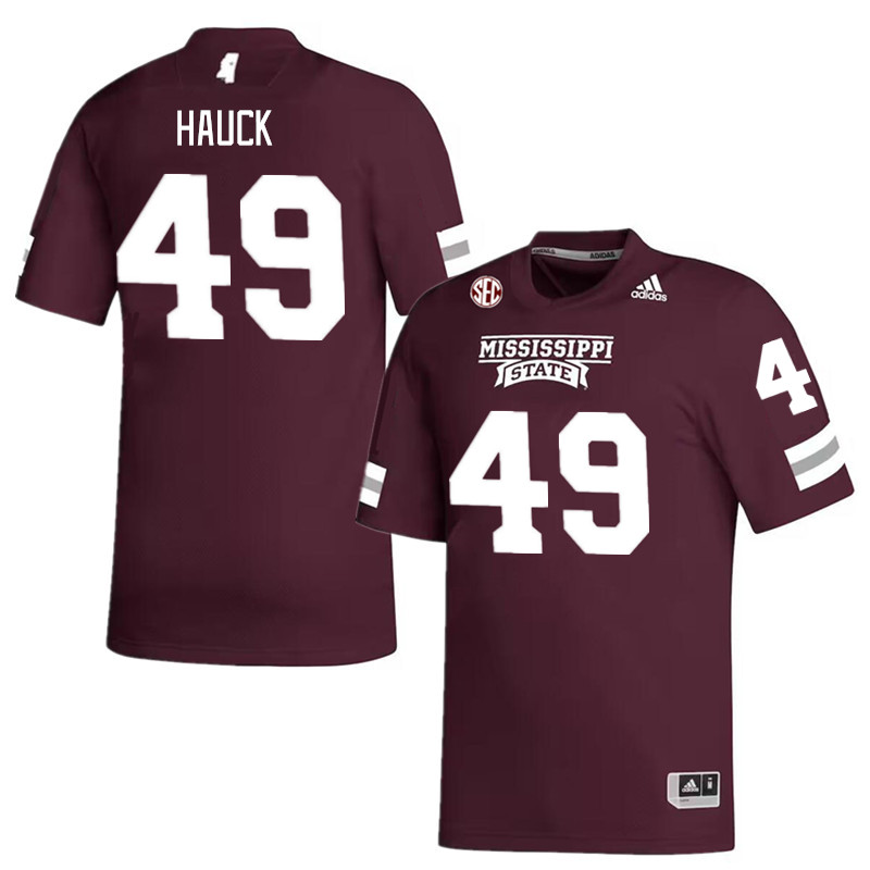 Men #49 Marlon Hauck Mississippi State Bulldogs College Football Jerseys Stitched Sale-Maroon